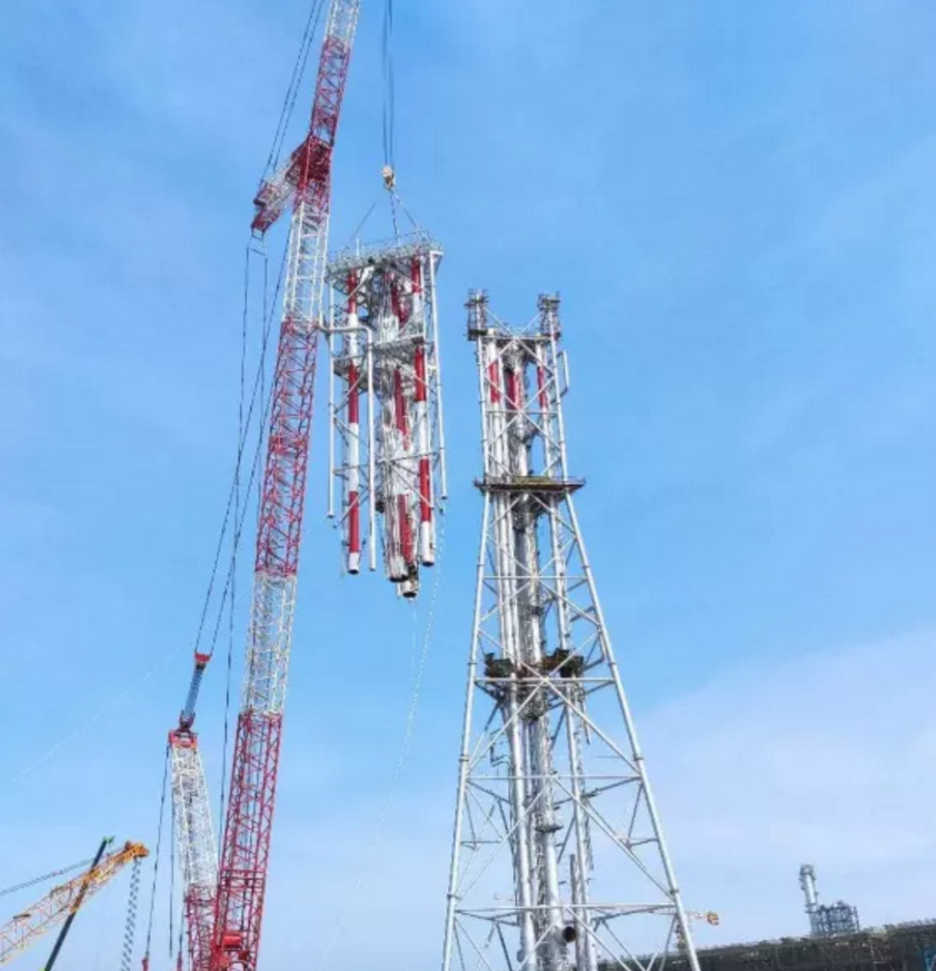 广西华谊工业气体岛项目净化及CO分离装置主要设备安装完成