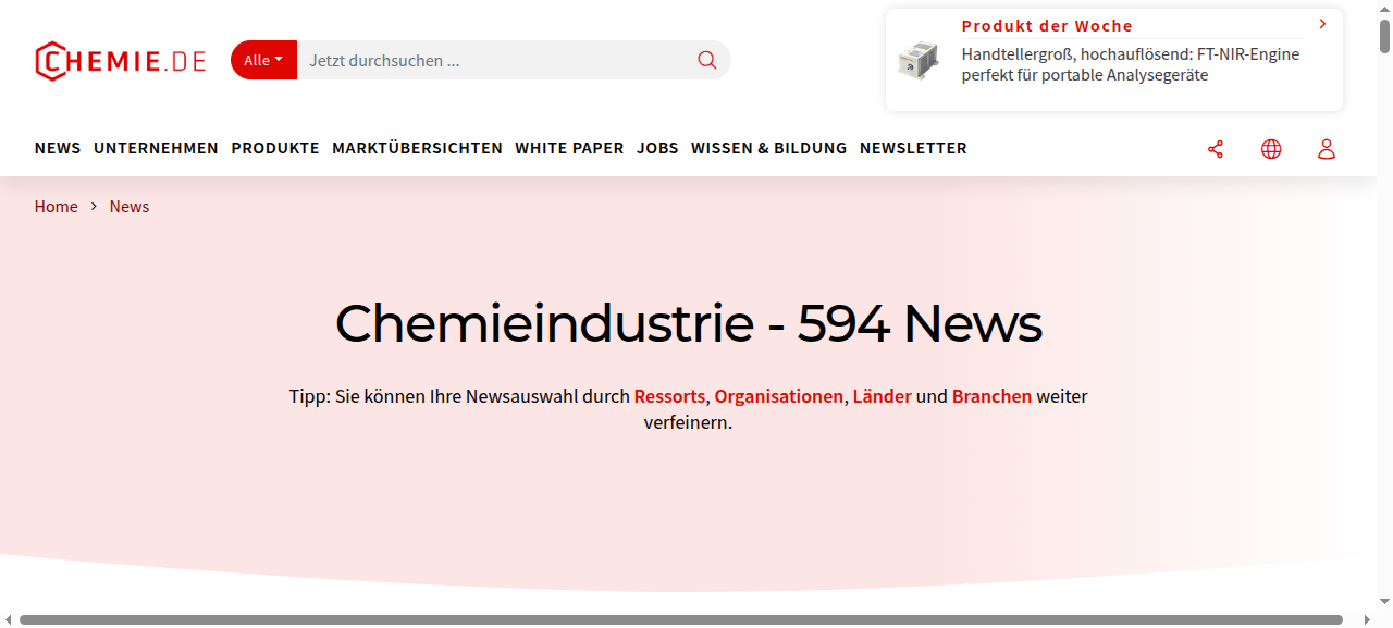 chemie.de 网站(2026 年 10 月)